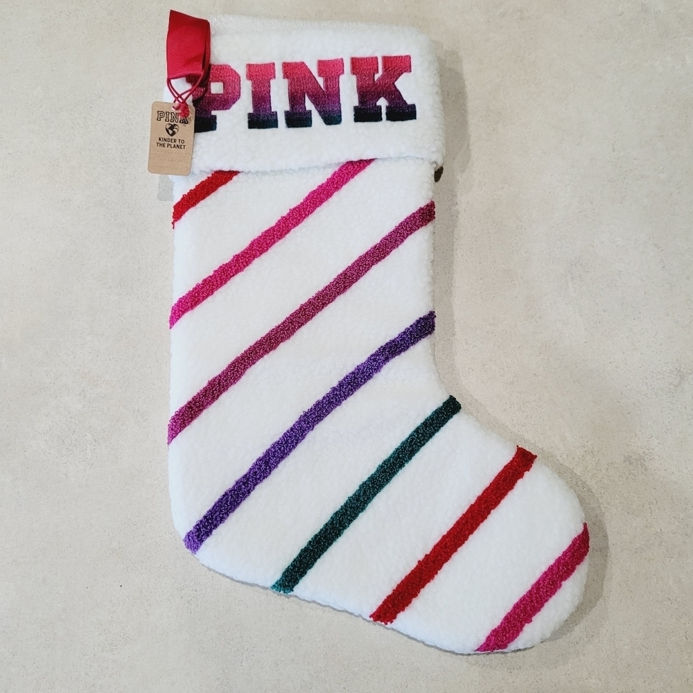 Victoria’s Secret PINK Christmas Stocking Stripes New